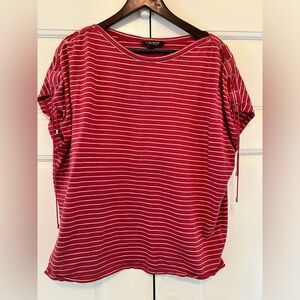 Cute nautical style red tee with stripes. Perfect for 4th of July BBQ! 🎆🇺🇸